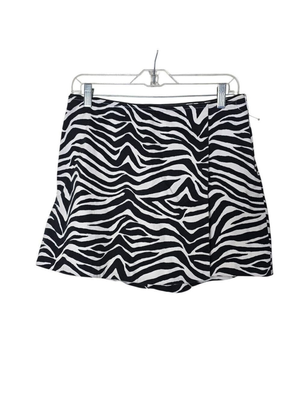 White House Black Market Animal Print Zebra Skort Shorts Black White 6